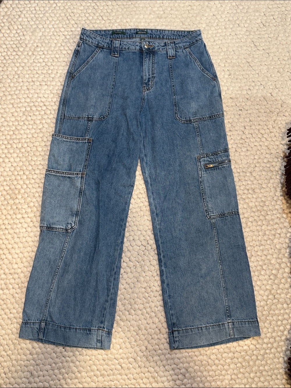 wild fable Medium Blue Wide-Leg Cargo Jeans